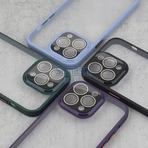 Luxo novo design telefone caso duro pc tampa do telefone à prova de choque telefone com câmera lente protetor