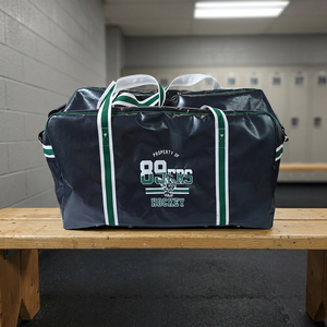 Black PVC Duffel Bag with White and <b>green</b> Straps, Large Sports Gear Carryall - Product Image 1