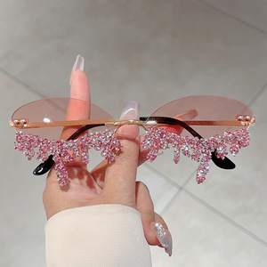 Nuevas Gafas de Sol de Lujo con Montura Metálica Brillante Hechas a Mano, Estilo Clásico sin Montura, Modelo Lágrimas del Diablo - Product Image 4