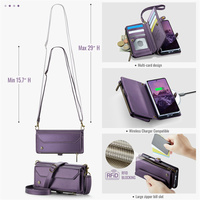 Casing Kulit Lipat dengan Tali Selempang, Banyak Slot Kartu, dan Kantong Uang Ber-resleting untuk Samsung Z Fold 8 Ultra 3 4 5 6 7