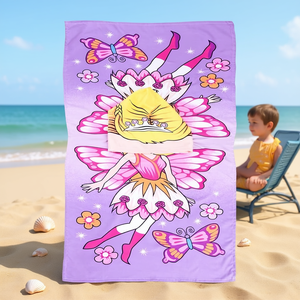 Toalla con diseño de hadas para niños, 60x120cm, para uso en piscinas - Product Image 3