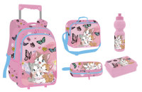 Ensemble de sacs à roulettes scolaires 5-en-1 de 17 pouces, emballé en boîte colorée, avec trousse à crayons, sac à déjeuner, boîte à repas, bouteille d'eau, 5 pièces, sac à dos pour étudiant