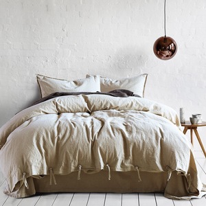 Vente en gros personnalisé 55% lin 45% coton couleur unie lin français housse de couette maison couleur unie lin <span class=keywords><strong>belge</strong></span> ensemble de literie - Product Image 1