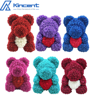 Usine Directe Fleur Artificielle Éternelle Rose Grand Ours En Peluche Amour Coeur 40CM PE Rose Ours Avec Boîte Cadeau