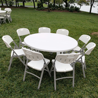 Tables rondes pliantes de banquet de 60 pouces pour 10 personnes, tables de banquet en plastique HDPE pliantes rondes pour événements, mariage