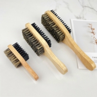 Brosse à barbe double face personnalisable pour homme, en bois naturel, avec poils de sanglier, outil de toilettage et de massage facial