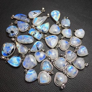 Pendentif en pierre de lune bleue naturelle de haute qualité, argent 925, pierre de lune arc-en-ciel avec point noir, pendentif pour cadeau_xcg - Product Image 6