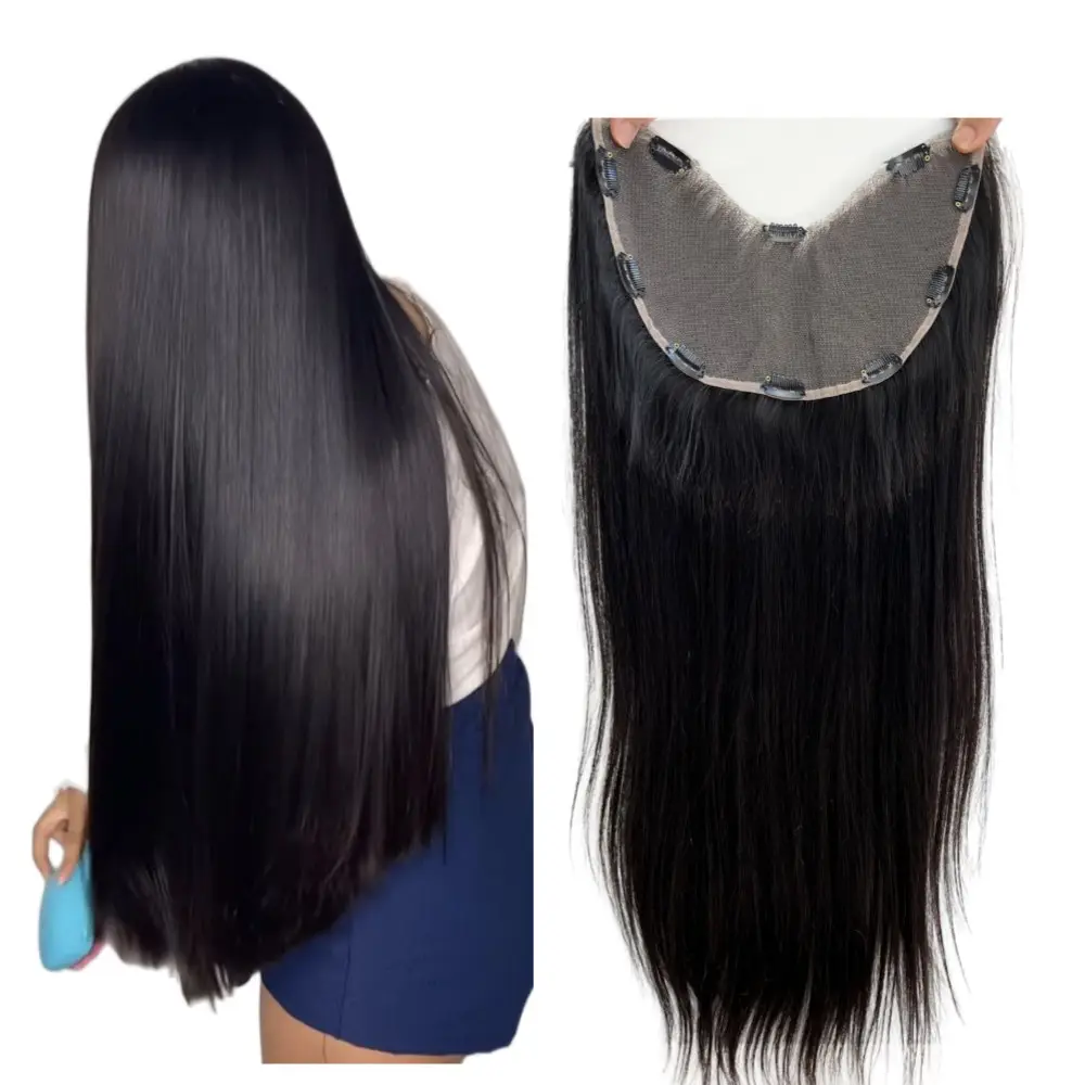 Wholesale Raw Virgin Human Clip in Hair Extensions U Part HD Transparent Full Lace Human Hair Half Wigs For Black Woman