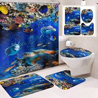 Rideau de Douche en Polyester Motif Requin Vie Marine, Rideau de Salle de Bain Imperméable Anti-Moisissure Séchage Rapide, Ensemble de Rideaux de Douche Vente en Gros