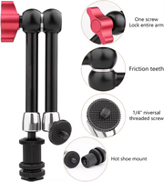 Bras articulé magique en aluminium réglable de 11 pouces avec filetage 1/4\" 3/8\" pour moniteur de terrain/caméra d'action/lumière d'appoint