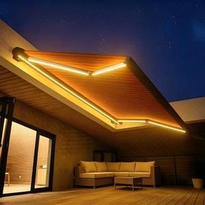 <span class=keywords><strong>Auvent</strong></span> <span class=keywords><strong>de</strong></span> terrasse motorisé rétractable à commande électrique avec LED, en alliage d'aluminium, imperméable et pare-soleil, <span class=keywords><strong>auvent</strong></span> cassette complet - Product Image 2