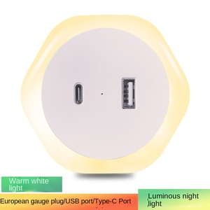 12W porta <span class=keywords><strong>di</strong></span> ricarica USB TYPC presa <span class=keywords><strong>di</strong></span> oscuramento <span class=keywords><strong>notte</strong></span> luce calda bianco europeo calibro moderno quadrato ABS interruttore <span class=keywords><strong>di</strong></span> regolazione per camera da letto - Product Image 2