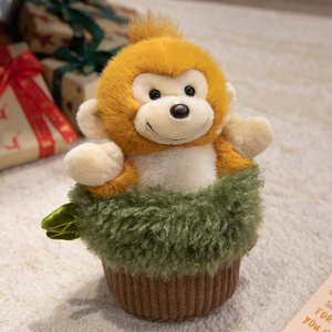 Marioneta de mano de oso panda de peluche en tocón de árbol al por mayor, animal de peluche, regalo de <span class=keywords><strong>cumpleaños</strong></span> para niños, marioneta de mano de mono loro suave - Product Image 2