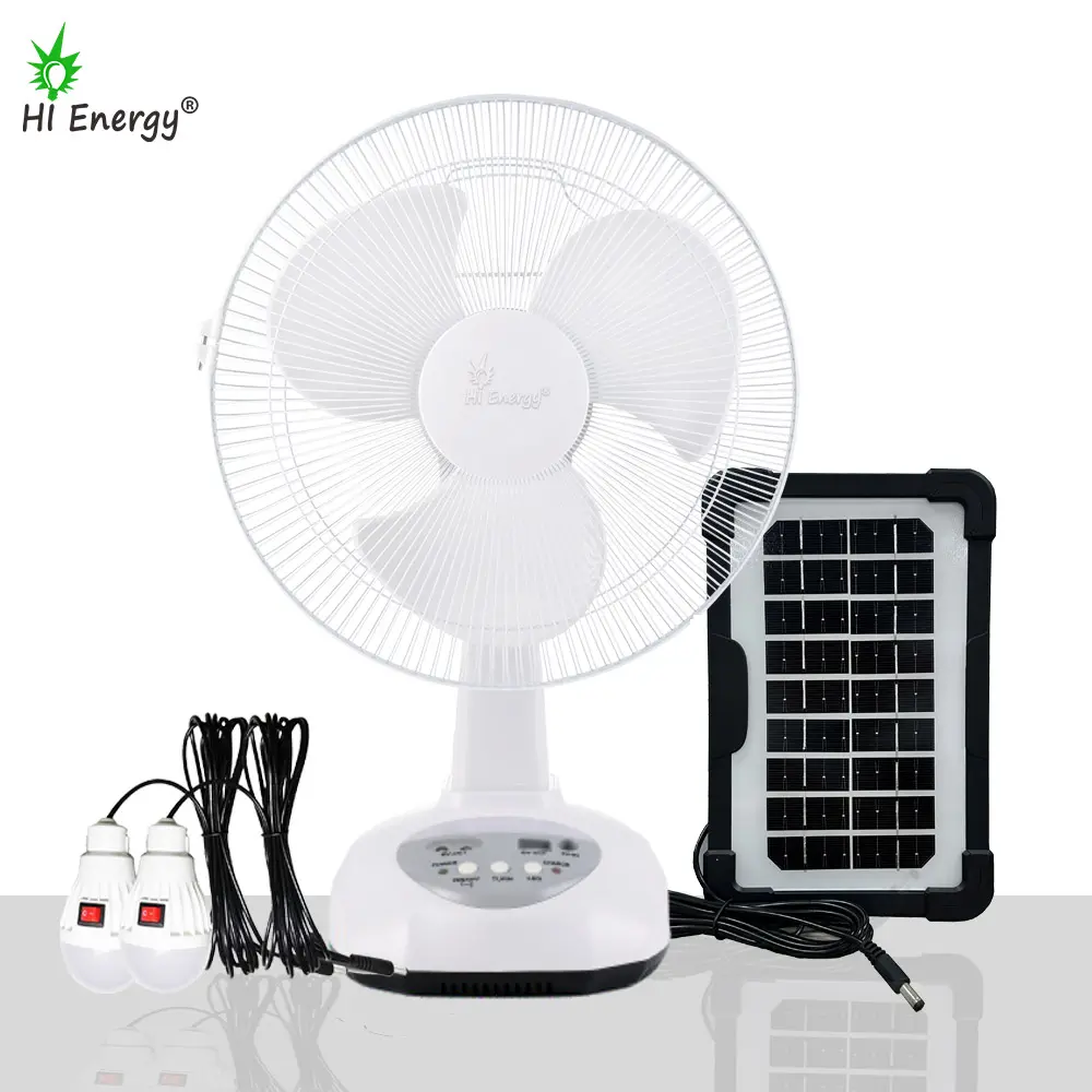 Hipower ventilador solar recarregável, 12 polegadas, 16 nis, bateria para casa, mesa com painel solar 012t