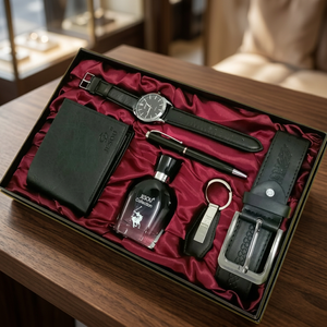 JESOU Men's Handmade Luxury Gift Set Leather Watch Wallet Pen Belt Keychain Perfume Collection Father's Day <b>Present</b> - Product Image 2