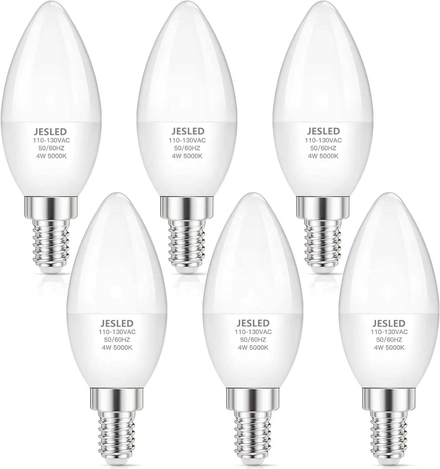 JEDLED E14 lampadine a candela a LED 5W C37 lampadina a candela 2700K bianco morbido, 40W a incandescenza equivalente E12 B11 lampadine per ventilatore a soffitto CE ETL