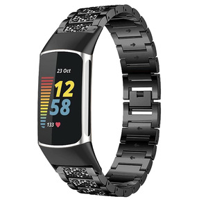 Bande métallique diamantée à trois rangées pour Fitbit Charge 5/6 - Product Image 4