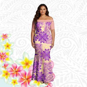 Abito Elegante a Sirena con <span class=keywords><strong>Stampa</strong></span> su Richiesta, Abbigliamento Tribale Polinesiano, Puletasi Samoano con Motivo Floreale Tapa, Abito Hawaiano Aloha Personalizzato per Donne - Product Image 1