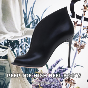 Botines de tacón de aguja con punta abierta y plataforma para mujer, de goma, para otoño e invierno, que aumentan la altura - Product Image 2