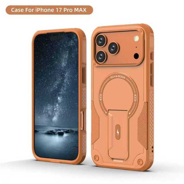 17 Pro Max Rugged Sports Design Magnetic Waterproof Shockproof TPU+PC Mobile Phone Case with Stand Holder for -Full Protection