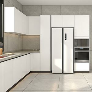 Îlot de cuisine sur mesure pour appartements de luxe, villa, mobilier de maison, structure en acier inoxydable, panneau mélaminé, évier inclus - Product Image 6