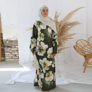 Floral Print Modest Abaya <b>Long</b> Sleeve Floor Length Muslim <b>Dress</b> <b>for</b> Ramadan <b>Eid</b> Prayer - Product Image 2
