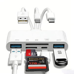 Adaptador USB OTG 5 en 1 Multifunción de Alta Velocidad de Transferencia, <span class=keywords><strong>Lector</strong></span> de <span class=keywords><strong>Tarjetas</strong></span> SD/TF/<span class=keywords><strong>SDHC</strong></span>/SDXC/MMC - Product Image 1