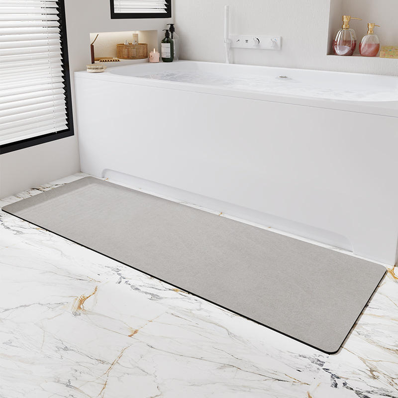 Tapis de salle de bain en polaire arc-en-ciel - Gris minimaliste