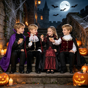 Disfraz <span class=keywords><strong>de</strong></span> Vampiro Esqueleto para Niños, Conjunto <span class=keywords><strong>de</strong></span> Disfraces <span class=keywords><strong>de</strong></span> Barón y Baronesa para Halloween, Cosplay, TV y Cine - Product Image 5