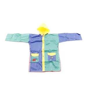 pvc material kids raincoat with pocket