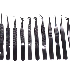 Pince à cils personnalisée en acier inoxydable Isolation à pointe en fibre fine pour outils de cils à ventilateur de volume Applicateur de modèle - Product Image 1