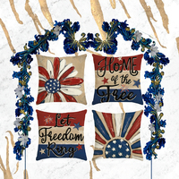 AVOIN Colorlife Let Freedom Ring Stars Fireworks USA Flag Patriotic Red White Flower Coussin en polyester avec fermeture éclair 18x18 pouces