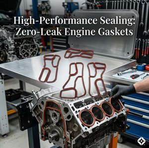 Joints d'étanchéité de précision pour moteur en matériau FKW rouge moulé sur mesure avec languettes de positionnement, coupés sur mesure, fournis directement par l'usine du Guangdong - Product Image 1