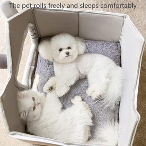 Rumah Anjing Kucing Dalam Ruangan Mewah Beratap Ganda, Lipat, Hangat, Empuk, Kasur 30D Spons Memori Elastis Tinggi, Alas Dapat Dilepas, Anti Selip - Product Image 5