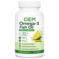 Capsules d'huile de poisson Oméga 3 EPA DHA triple concentration pour la santé cardiaque et cérébrale des hommes – Vente en gros, marque blanche, complément GMP