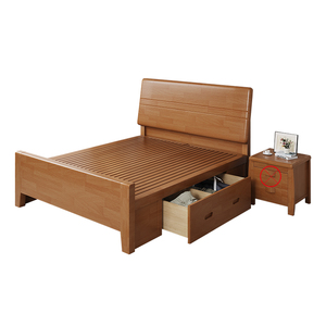 Modern Design Good Quality Wooden <strong>Bed</strong> Big Storage Solid Wood Double <strong>Bed</strong> Designs With Drawer - Product Image 5