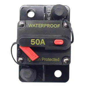 Waterproof 12V-24V 30A-300A Automotive Car Inline Audio 50A Circuit Breaker with Manual Reset Waterproof for Car RV