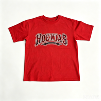 T-shirt personnalisé Kornit DTG rouge à manches courtes, motif graphique, style universitaire, imprimé lettres, décontracté, haut pour homme, fourniture d'usine OEM