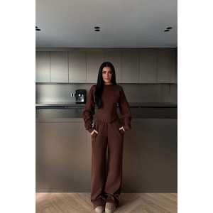 Conjunto Deportivo Oska Marrón, Transpirable, Reflectante, de Terciopelo y Nailon, para Invierno, Talla Grande XL, con Logotipo Estampado, 2 Piezas, MOQ 2 Piezas - Product Image 4