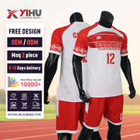 Seragam Sepak Bola Merah Sublimasi Custom Jersey Sepak Bola Dewasa Dengan Nama dan Nomor