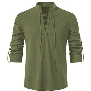 <span class=keywords><strong>Camicia</strong></span> da Uomo a Collo Alto Manica Lunga in Cotone e <span class=keywords><strong>Lino</strong></span> Personalizzata con Ricamo T-Shirt Casual da <span class=keywords><strong>Spiaggia</strong></span> Regolare per Uomo - Product Image 4