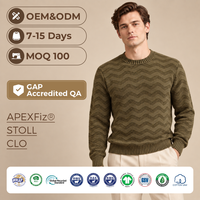 Pull en coton 100% pour homme, col rond, motif rayé, style preppy old money, personnalisé pour l'hiver