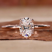 Bague de Fiançailles VVS Moissanite en Or Massif 10K 14K 18K pour Femme, Bague en Or Argent 925 avec Diamant Émeraude Taille Ovale Radiant