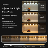 Lumière sous-armoire sans fil rechargeable à détecteur de mouvement, 3 couleurs, alimentée par batterie, avec interrupteur, pour cuisine et placard