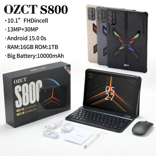 OZCT S800 Dual SIM 10.1 Inch Android Tablet 16GB 1TB Export HD IPS Screen Lightweight Portable for Business Travel