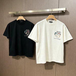T-shirt da uomo personalizzata con logo, stampa cartoon vintage lavata, stile <span class=keywords><strong>HipHop</strong></span>, traspirante, in cotone di alta qualità, girocollo, vestibilità ampia, alla moda, per tutti i giorni - Product Image 4