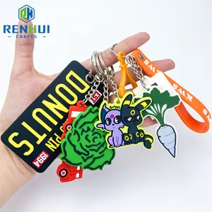 Llaveros Wholesale 3D Soft PVC Silicone Die Cut Keyring Llaveros De Anime Key Chain Rubber Kawaii Custom Logo Keychain