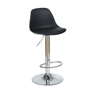 Modern Black Adjustable Swivel Bar <b>Stool</b> with PU Leather <b>Seat</b>, Matte Black Base and Footrest for Kitchen - Product Image 2
