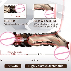 <span class=keywords><strong>Penis</strong></span> Ärmel Extensions Kondom Männliche Vergrößerung Verzögerung Vibratoren Clits Massage gerät Cockring Vibrierende <span class=keywords><strong>Penis</strong></span> abdeckung Sexspielzeug Für Männer - Product Image 3