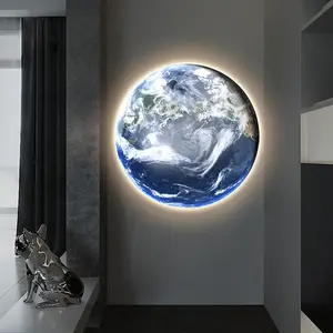 مصباح جداري مبتكر بإضاءة ليد على شكل قمر ، لوحة جدارية بطبعة بسيطة وعصرية لممر غرفة المعيشة وخلفية لغرفة المعيشة لموضوعات البورتريه